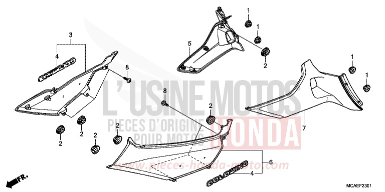 COUVERCLE LATERAL (GL1800C/D/E/F/G/H) de Gold Wing PEARL GLARE WHITE (NHB53) de 2015